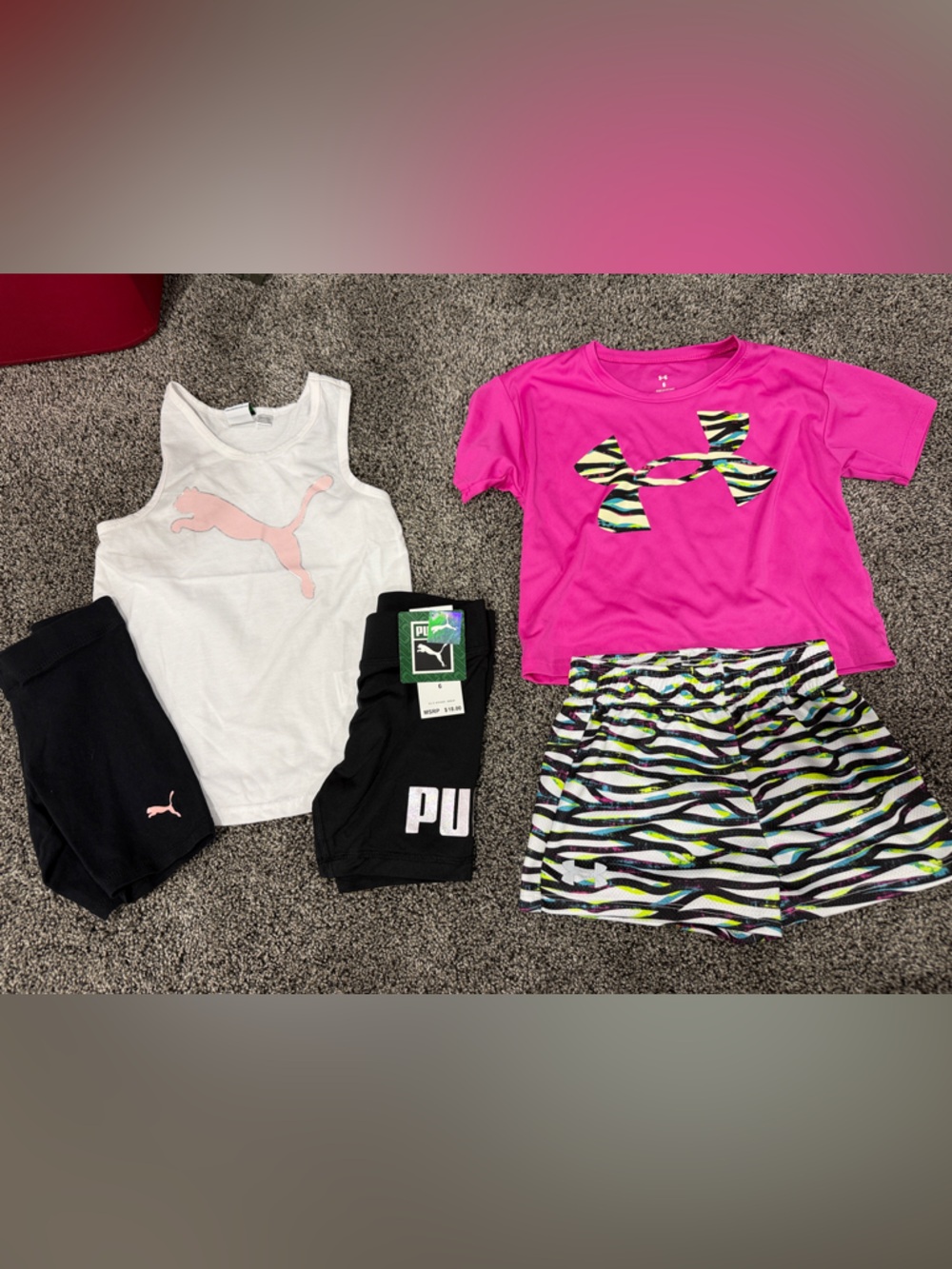 Set of Puma / under armour Girls size 6 outfit sets.